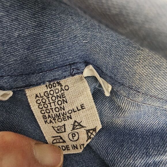 Lorenzini Long Sleeve Dress Shirt Sz 17/43 Blue Button Pockets Office Work U 427 - Picture 8 of 9